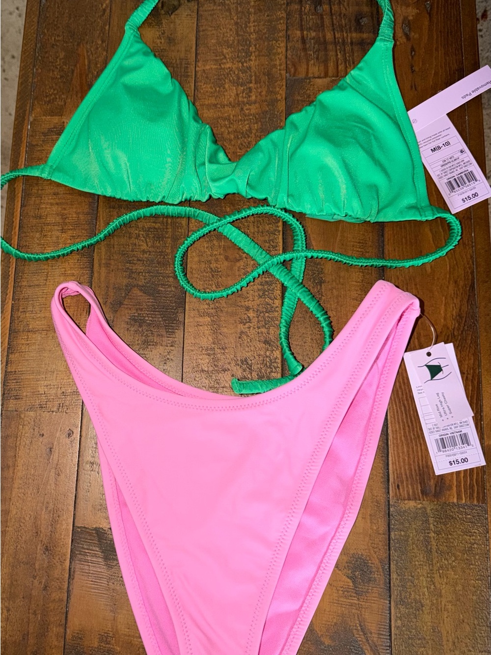 Target Green and Pink Triangle Bikini Set